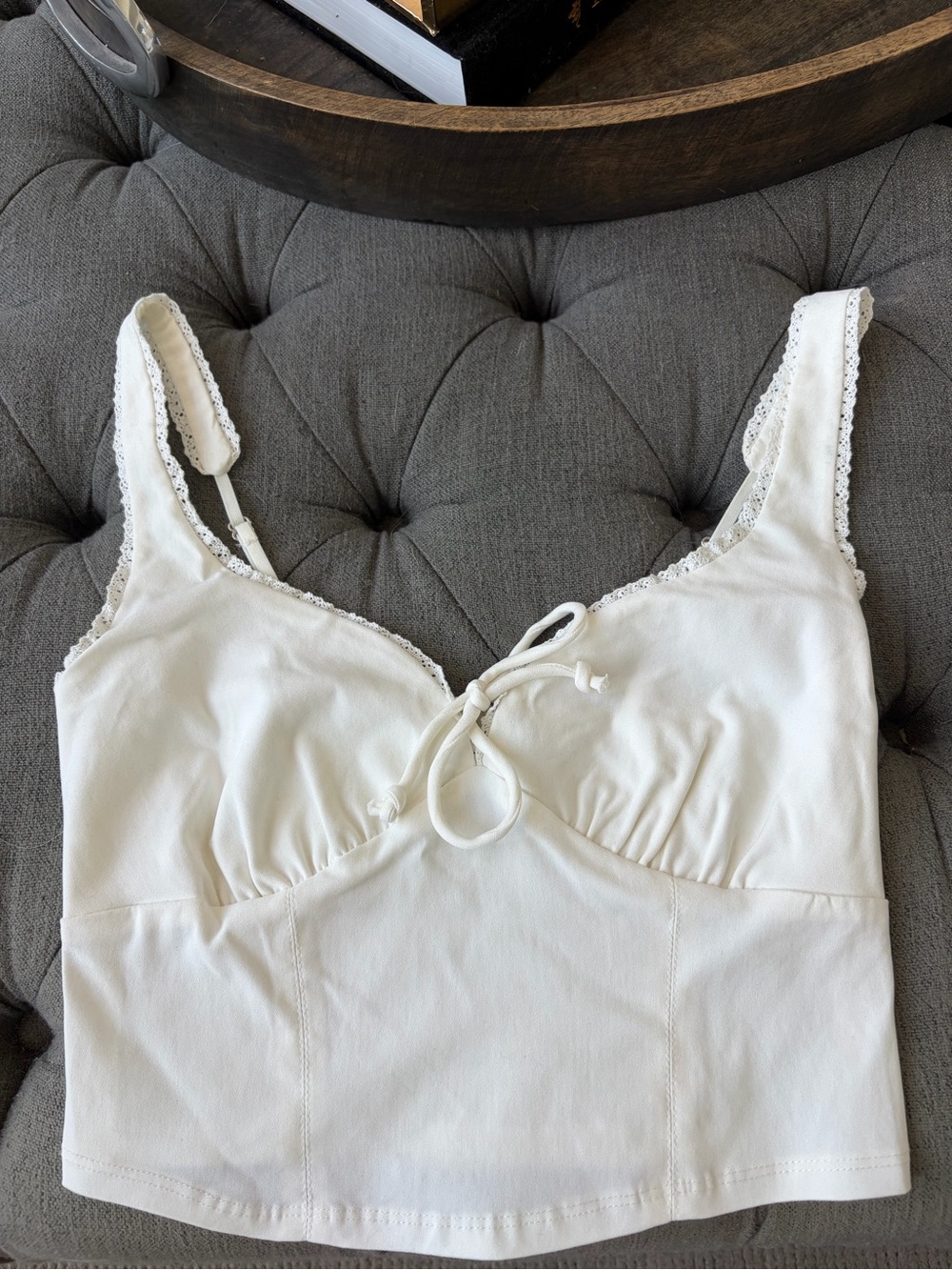 Wild fable cream Lace-Trim corset top
